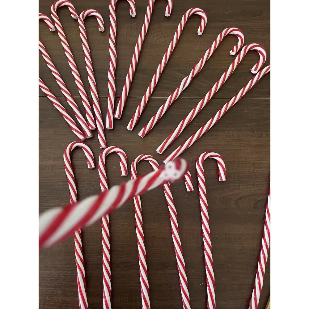 Vintage 17 Christmas Twisted Large Candy Canes Red And White Sturdy Plastic